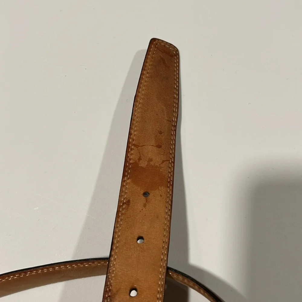 Vintage Italian leather‎ belt - 40, brass hardware